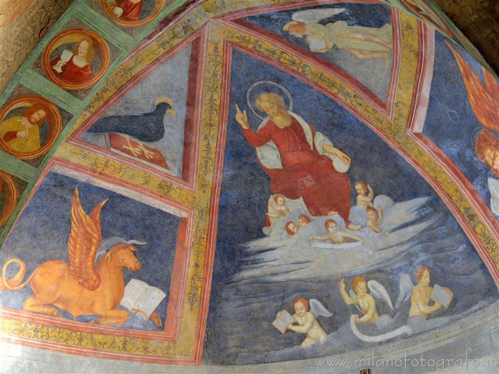 Milan (Italy) - Frescoes of the vault of the left apse of the Church of San Cristoforo on the Naviglio